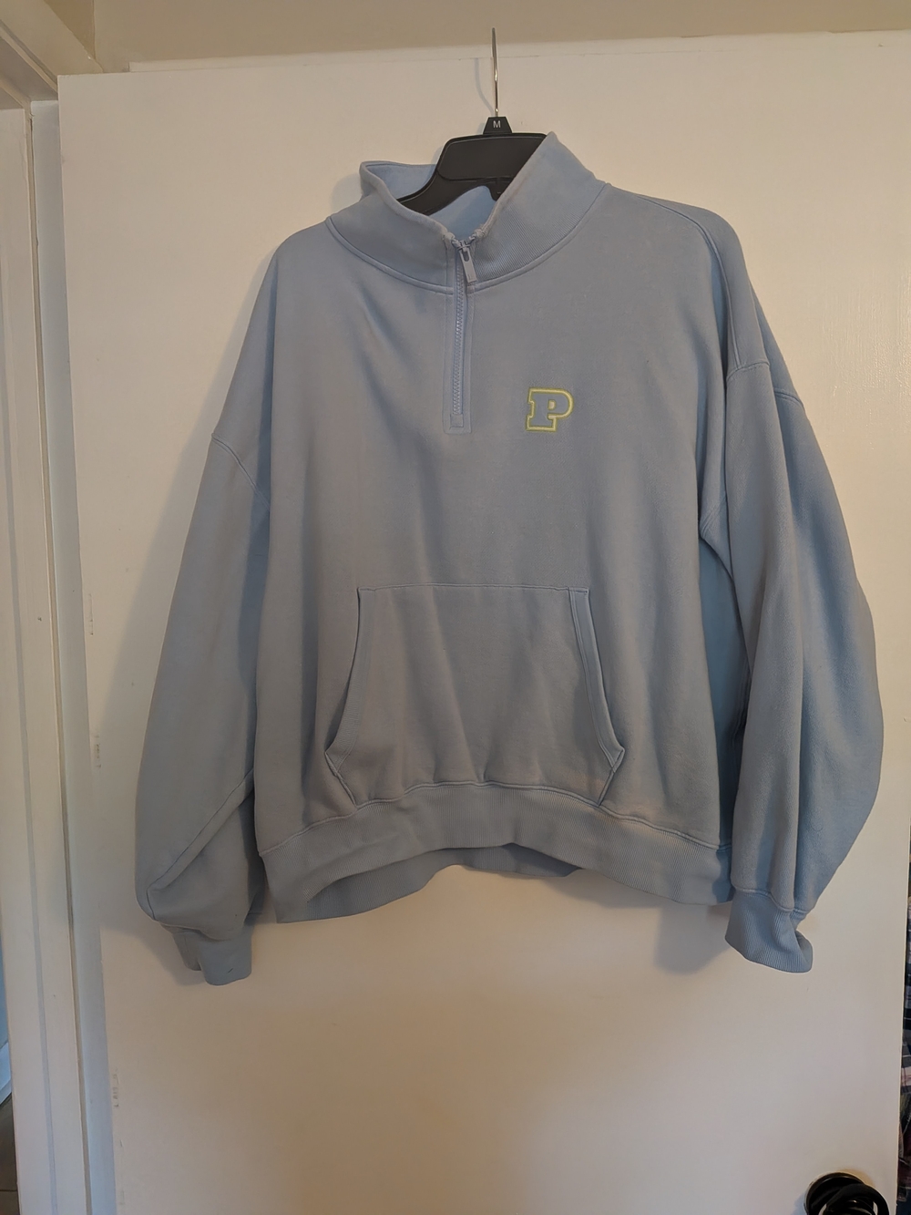 *SET* PINK Quarter-Zip Pullover Sweater - Light Blue With Matching yellow Shorts